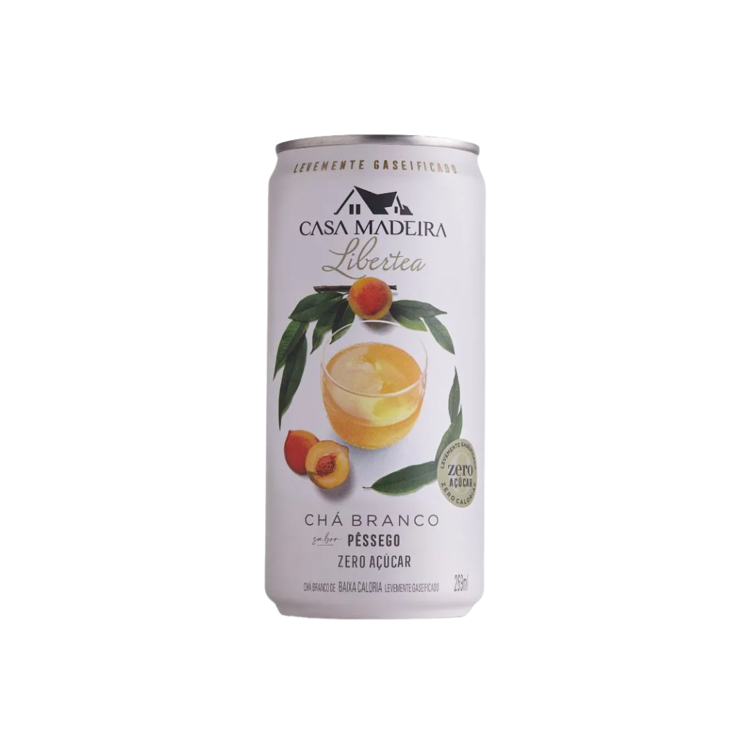 Casa madeira   lata   zero acucar   cha branco de pessego   269ml