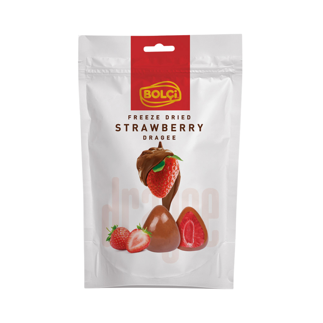 Chocolate bolci   120g   drageas de morango coberto com chocolate ao leite