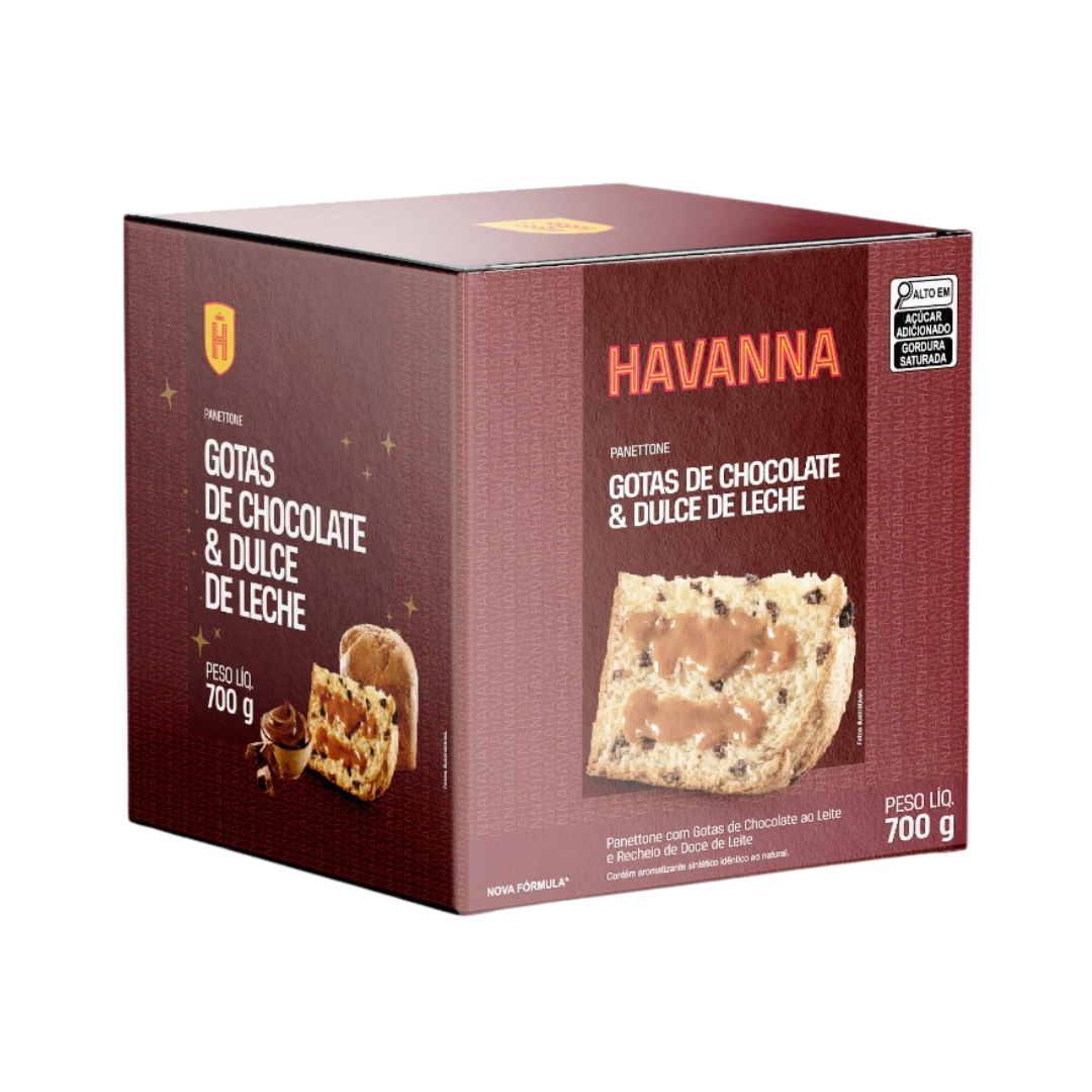 Panettone havanna   700g   gotas de chocolate com recheio doce de leite