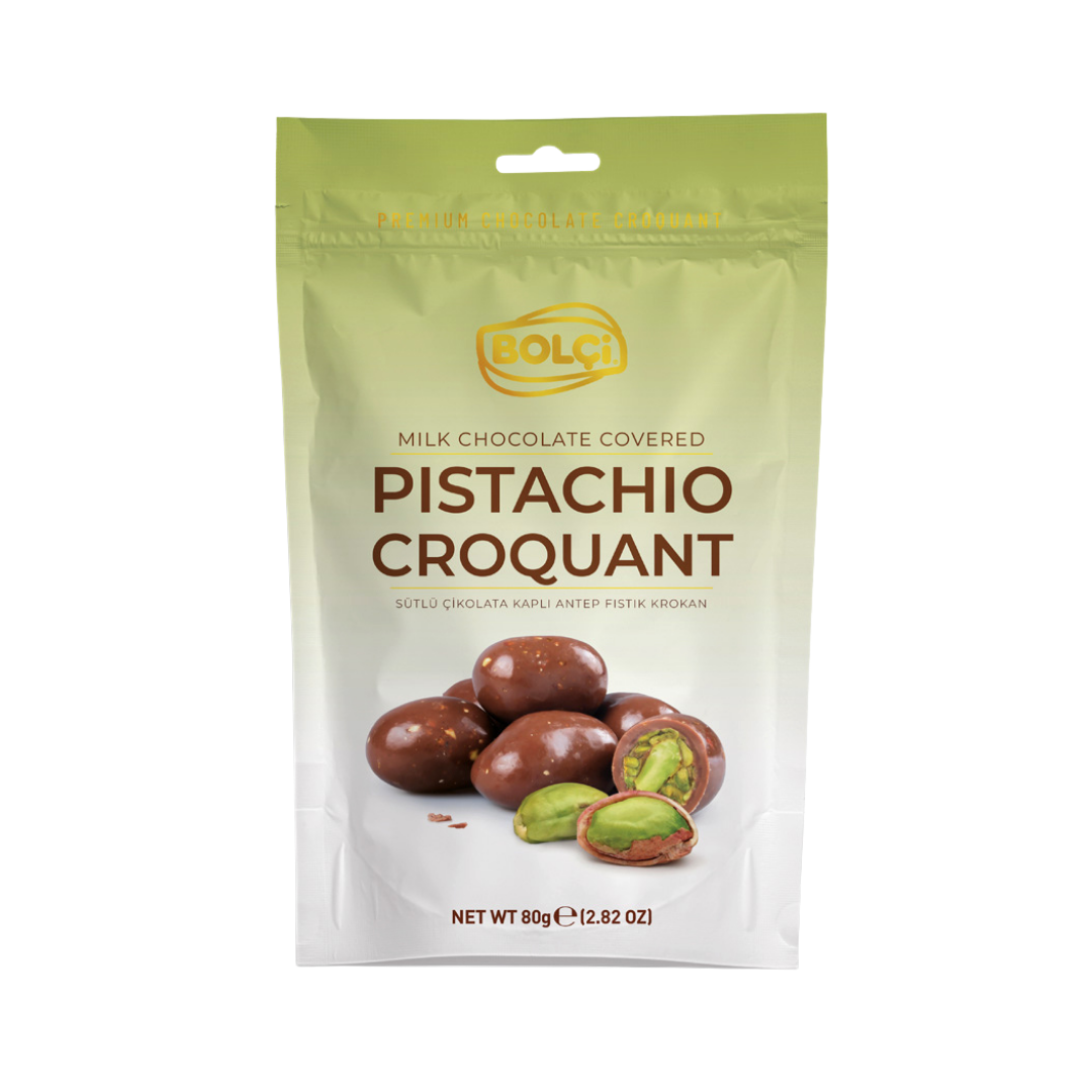 Chocolate bolci   80g   drageas de chocolate ao leite com pistache