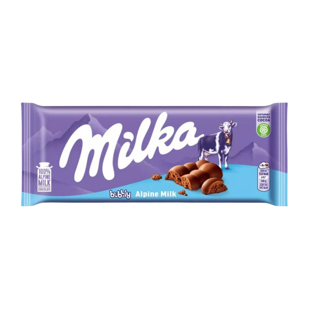 Milka   barra   bubbly alpine milk   bubbly ao leite   90g