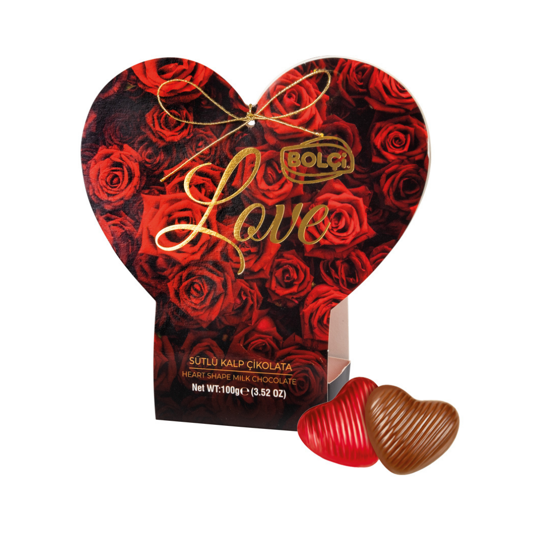 Bolci   love   100g   coracao de chocolate com rosas vermelhas