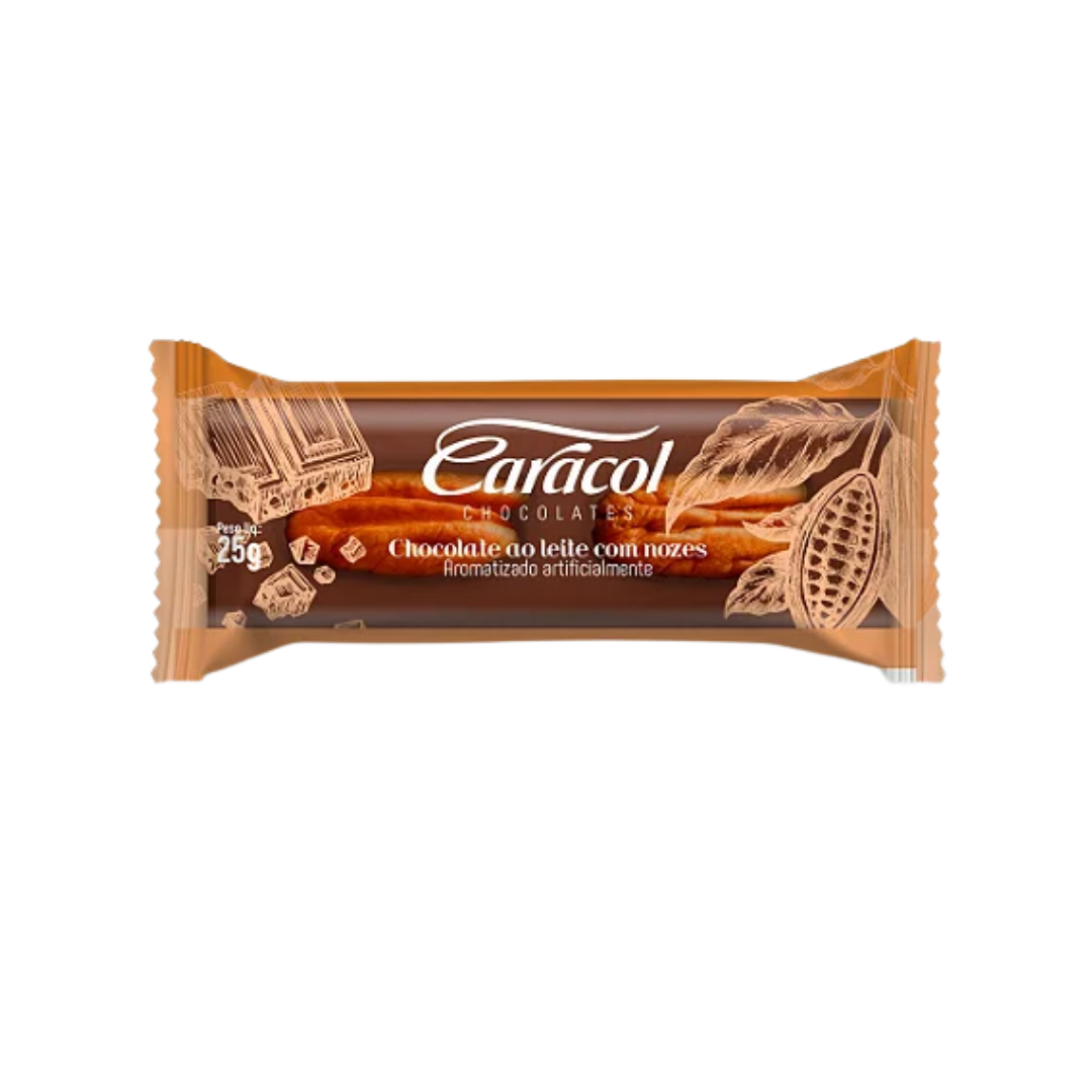 Chocolate caracol   25g   barra ao leite nozes