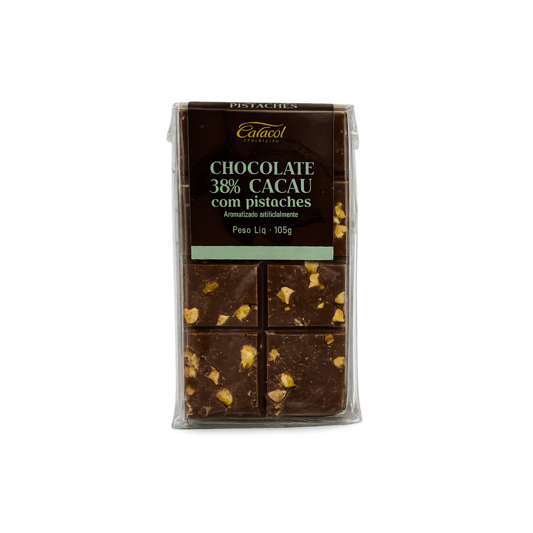 Chocolate caracol   105g   barra ao leite pistaches rustica