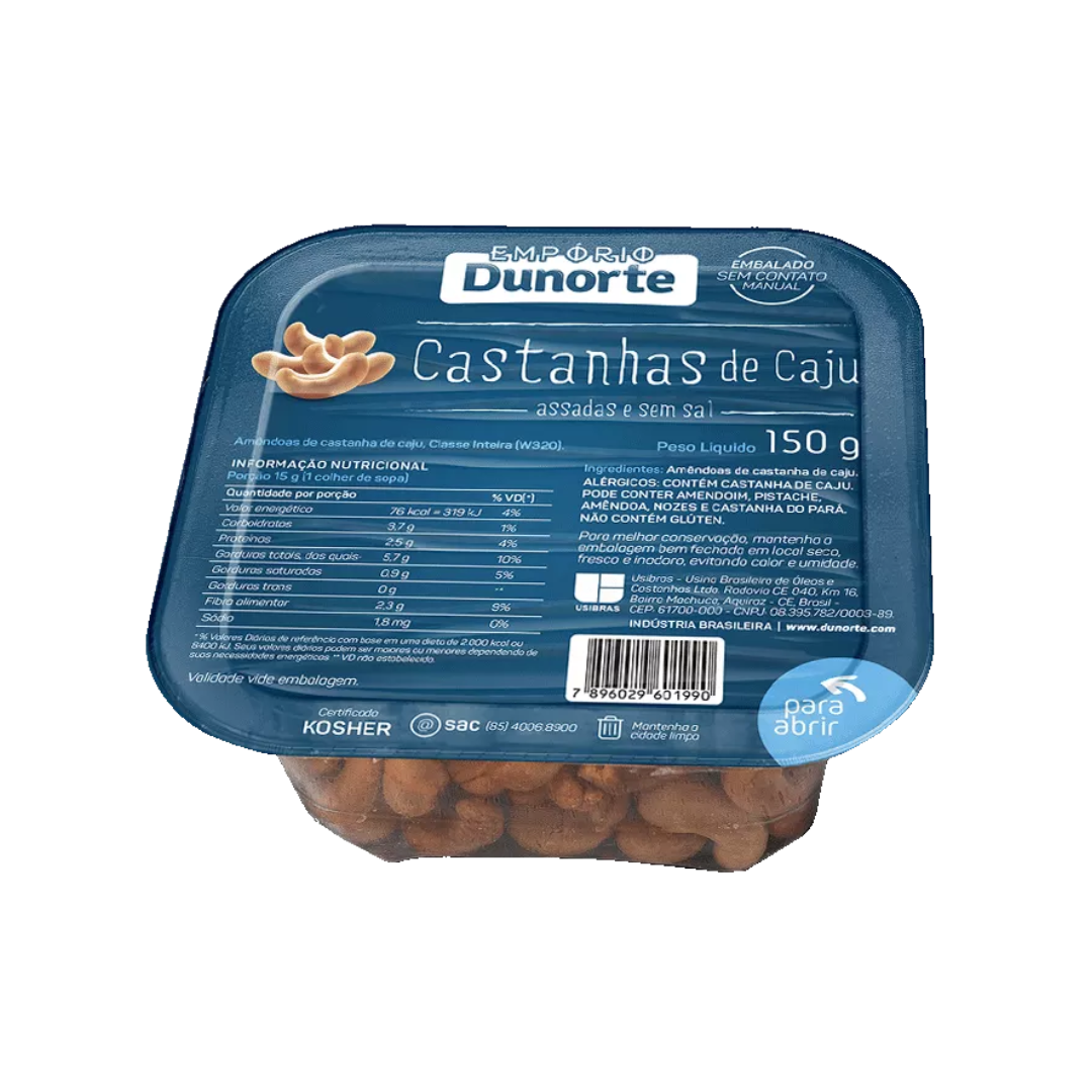 Castanhas   nuts dunorte   150g   pote   castanha de caju torrada e sem sal