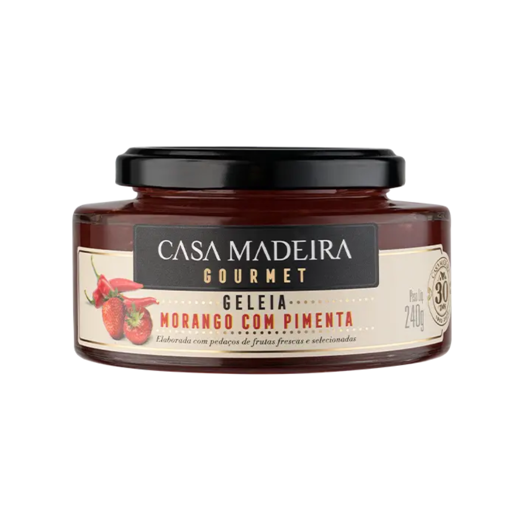  geleia casa madeira   240g   gourmet   geleia de morango com pimenta