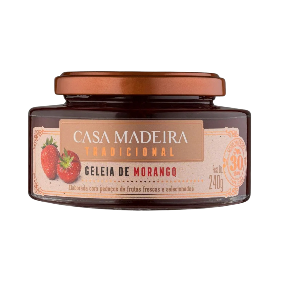 Casa madeira   tradicional   geleia de morango com pedacos   240g