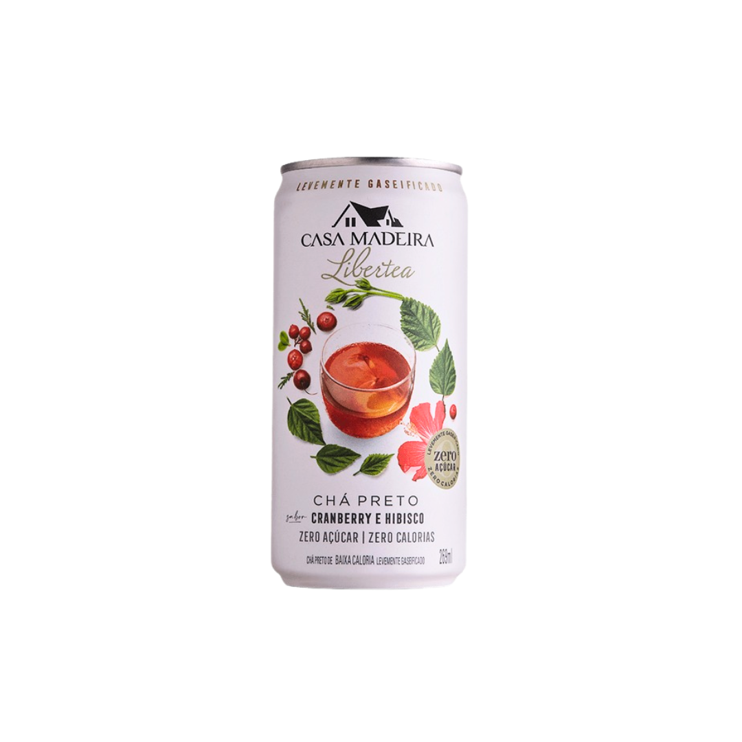 Casa madeira   lata   zero acucar   cha verde com cramberry e hibisco   269ml