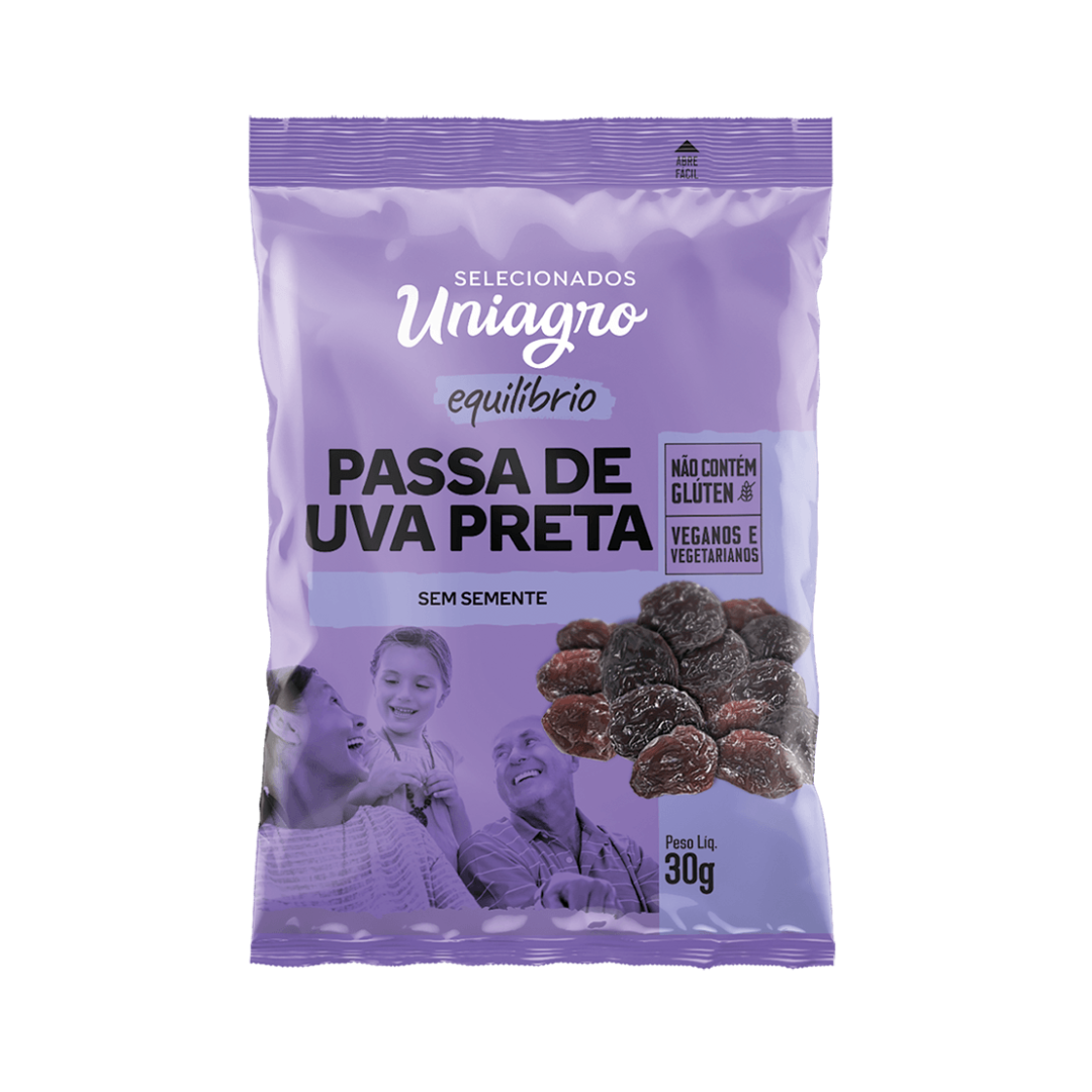 Castanhas   nuts uniagro   30g   passa de uva preta equilibrio
