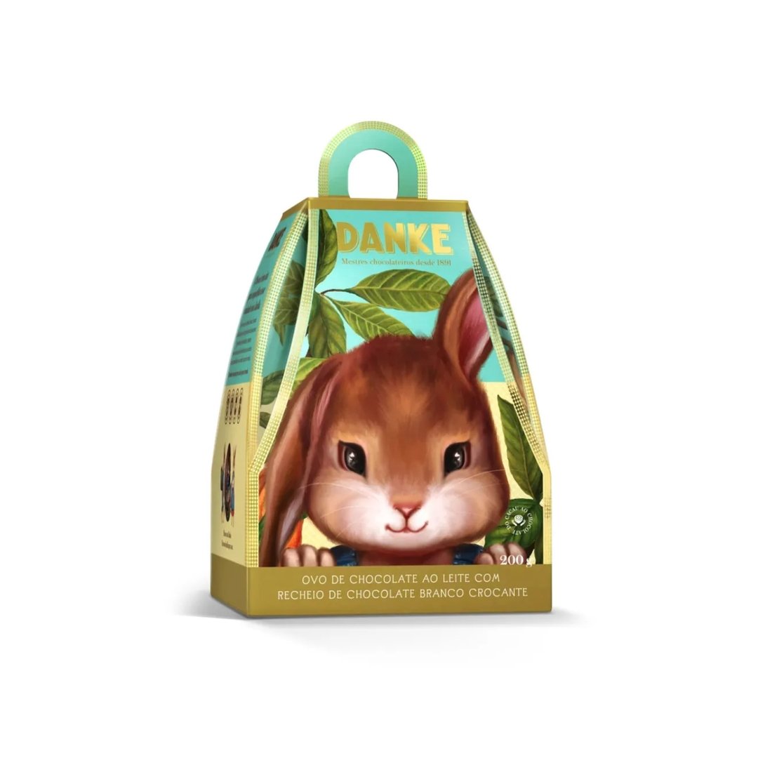 Chocolate danke   ovo de chocolate ao leite rech branco 200g