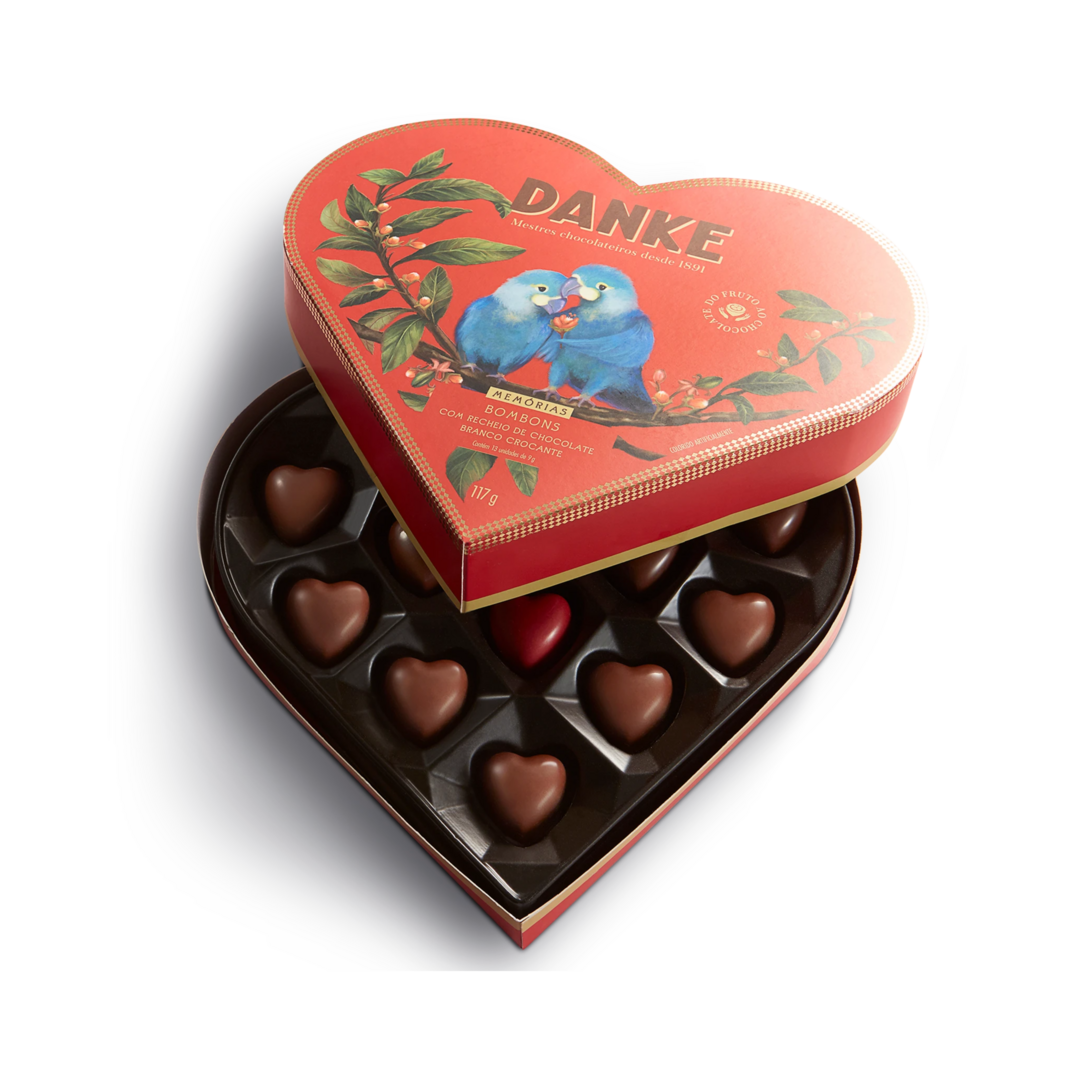 Danke   coracao   bombom ao leite com recheio crocante   117g