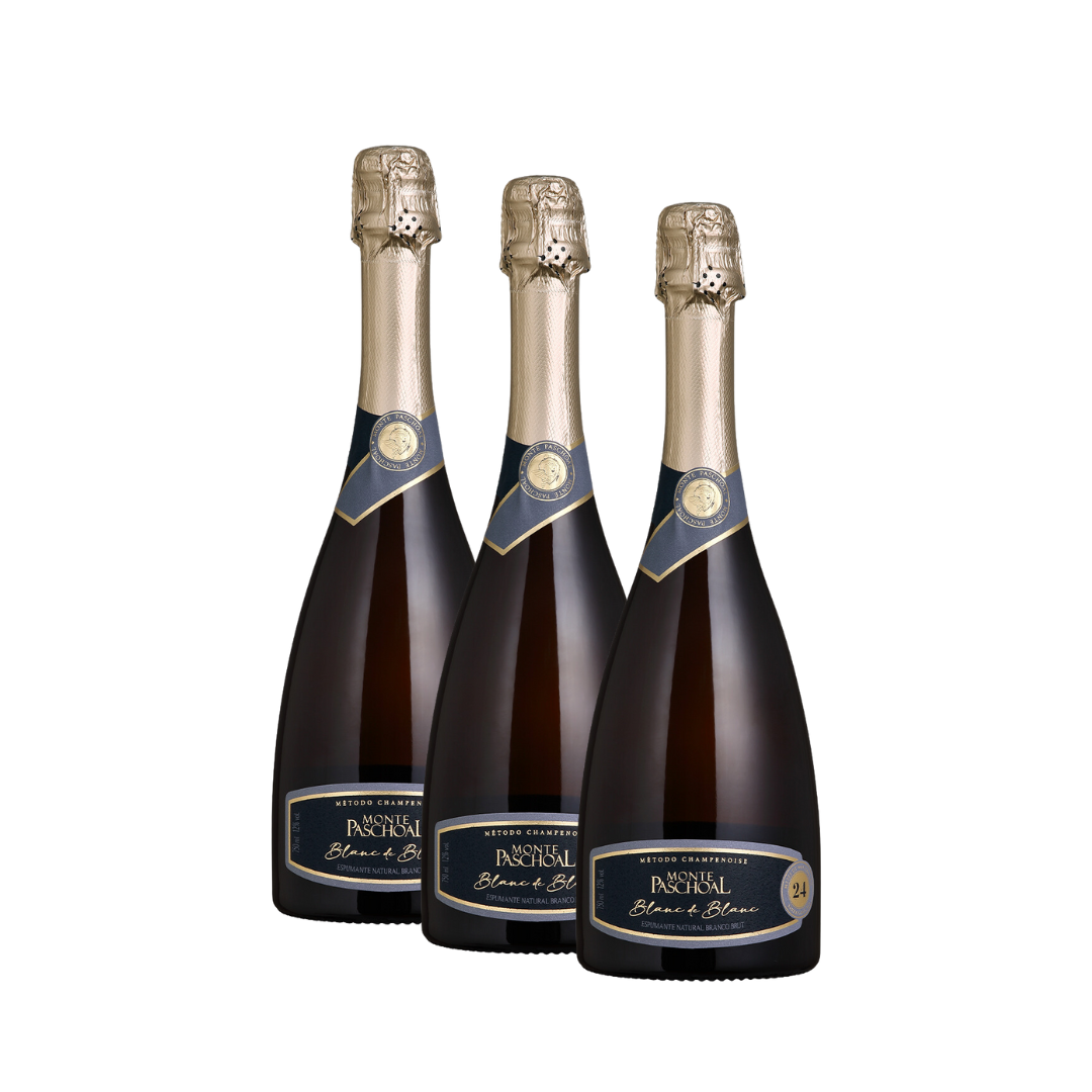 Espumante monte paschoal   blanc de blanc   espumante brut chapenoise   kit 3x750ml