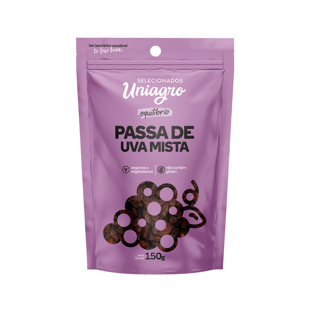 Castanhas   nuts uniagro   150g   passa de uva mista   pouch