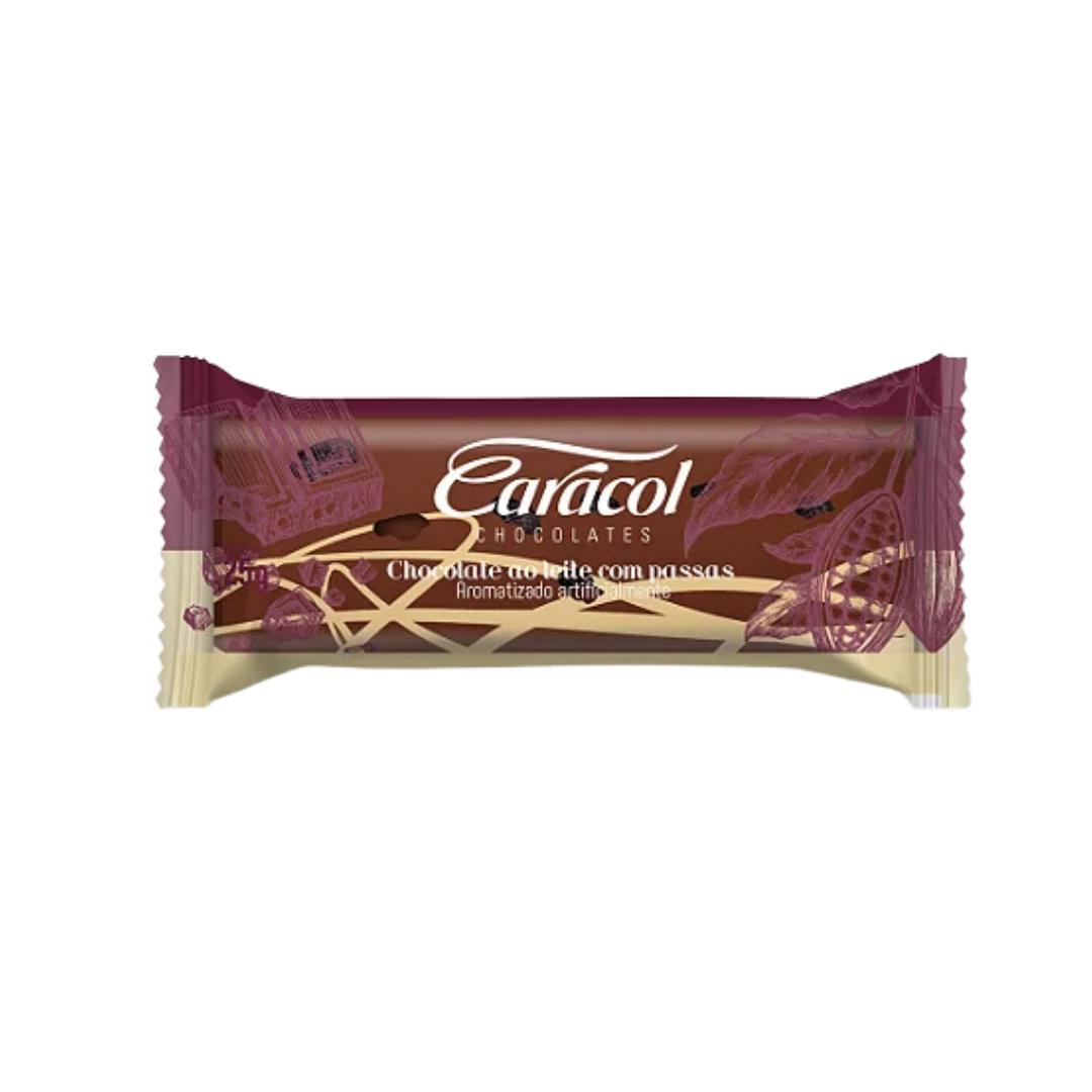 Chocolate caracol   25g   barra ao leite passas
