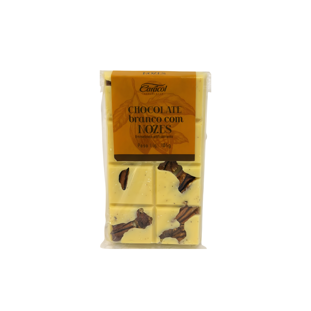 Chocolate caracol   105g   barra branco nozes rusticas